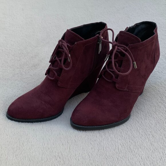 Franco Sarto Lennon Faux Suede Wedge Booties Sz 7.5 - Picture 5 of 16